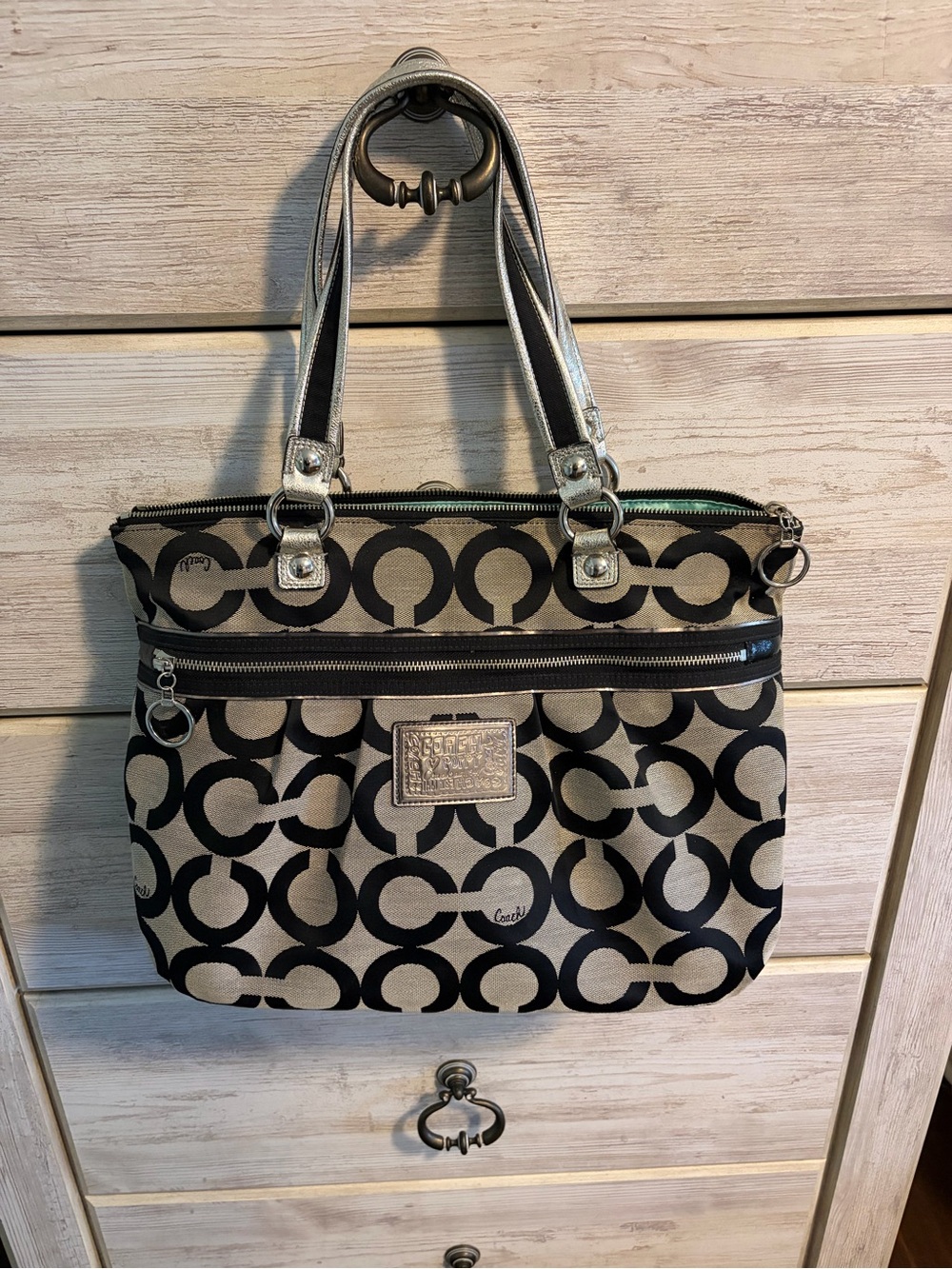 Coach Poppy Op Art Glam Tote